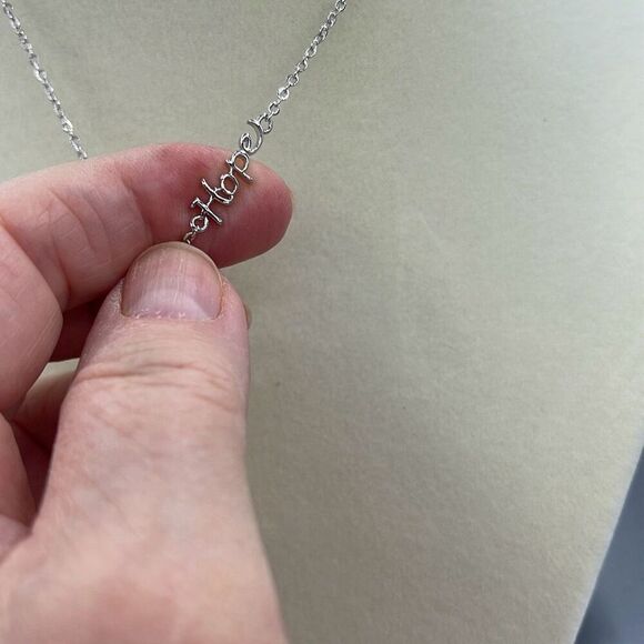 A.U. Ribbon and Hope Rhodium plated CZ necklace. - Picture 7 of 11